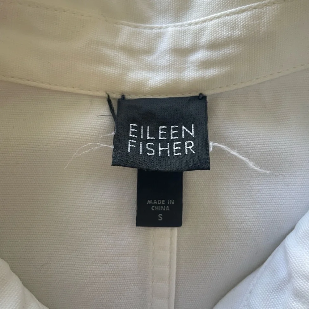 Eileen Fisher White Organic Cotton Canvas Jacket Blazer S EUC - Picture 9 of 16